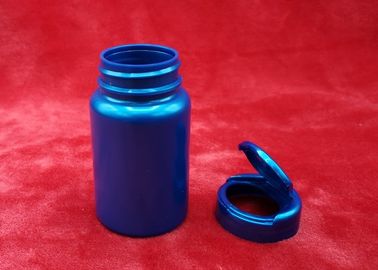 زجاجات بلاستيكية مستديرة ملونة ، زجاجات حبوب منع الحمل الدوائية سهلة لفتح / إغلاق